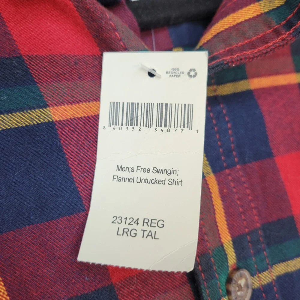 Duluth Free Swingin Flannel Shirt Mens Large Tall Red Plaid Untucked Relaxed Fit